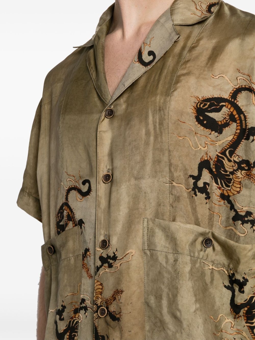 dragon-print satin shirt - 5
