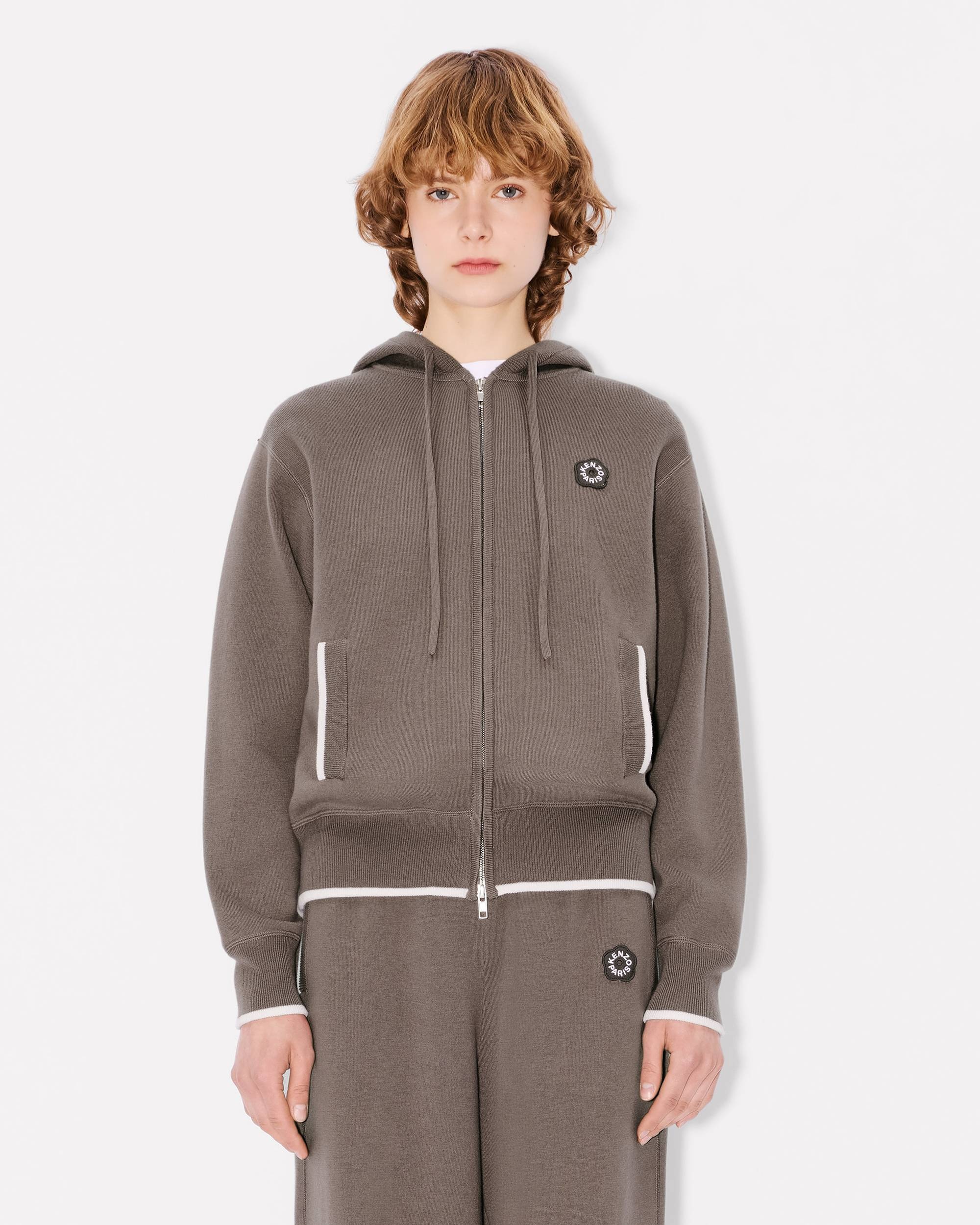 'Boke Flower 2.0' embroidered zip-up hoodie in cotton and wool - 3