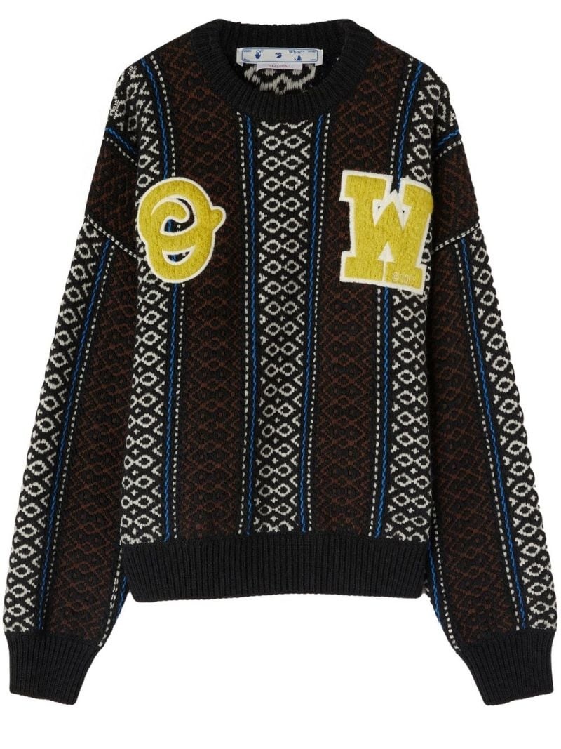 intarsia-knit logo-embellished jumper - 1