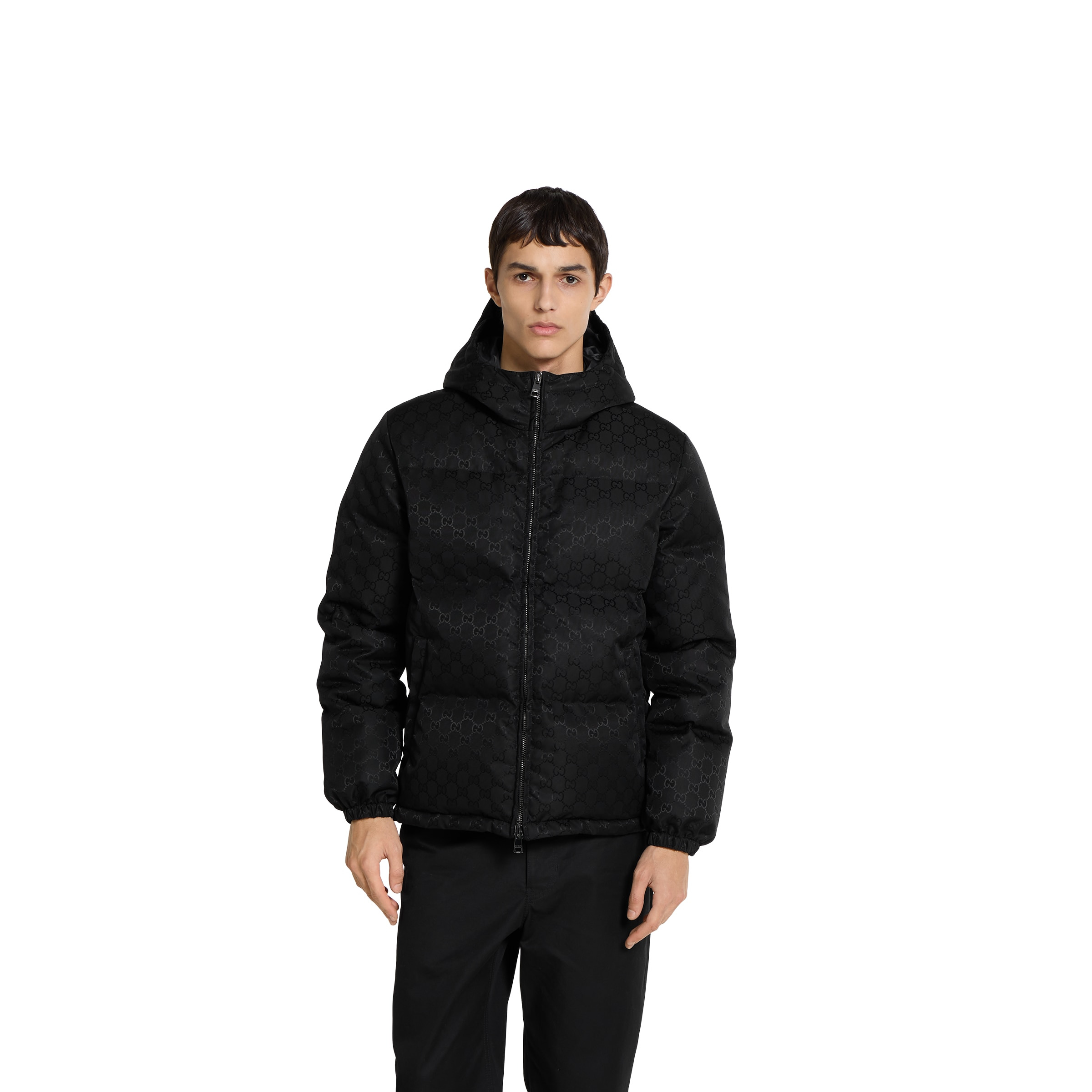 GG nylon canvas down jacket - 3