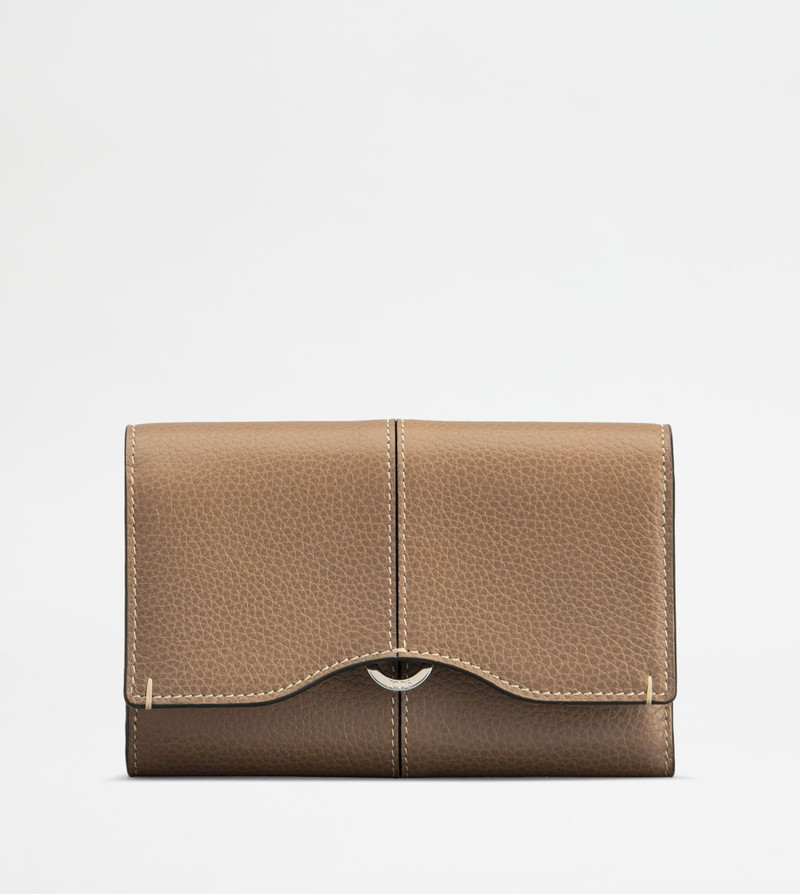 WALLET IN LEATHER - BEIGE 1