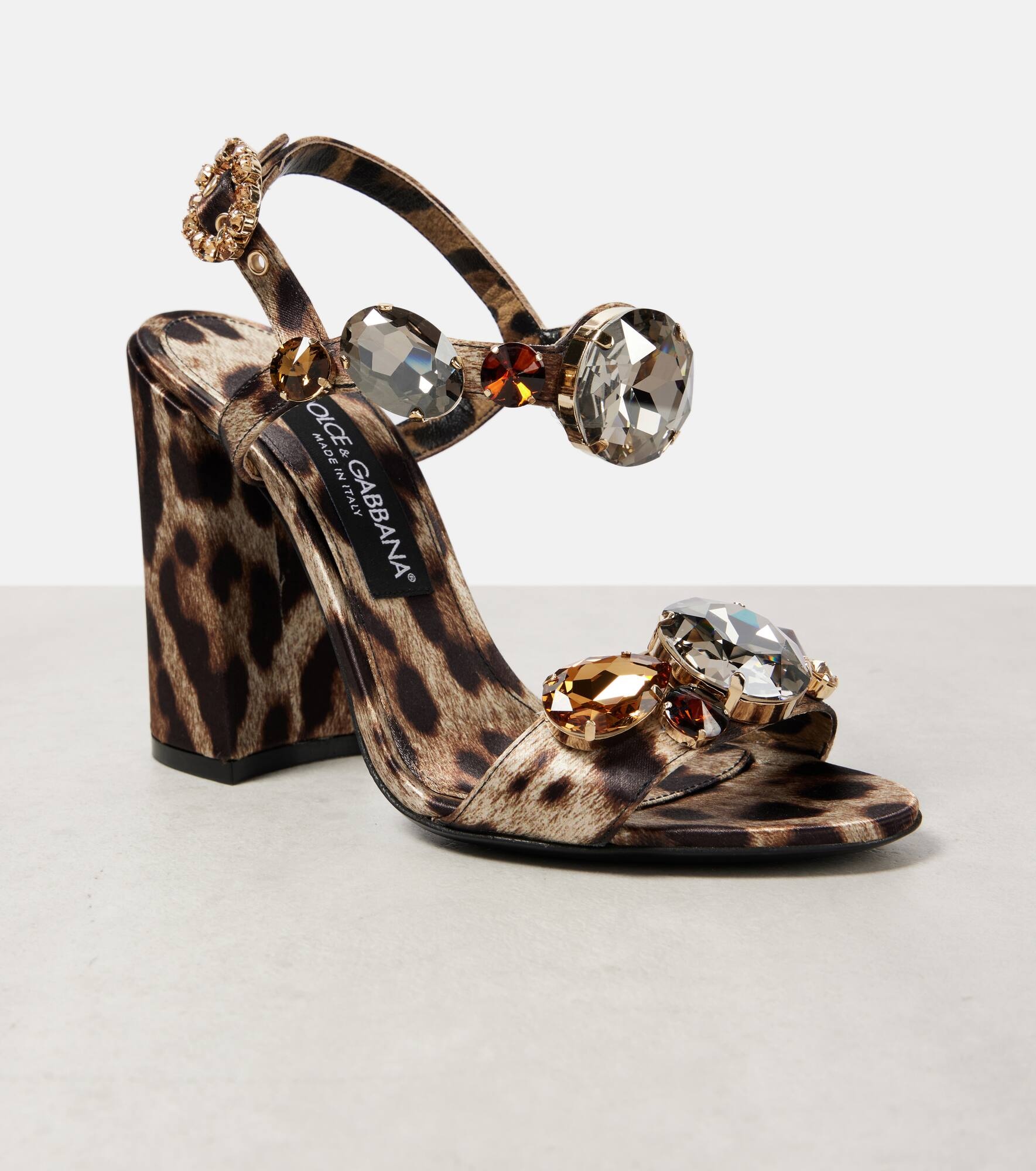 Keira 105 leopard-print satin sandals - 5