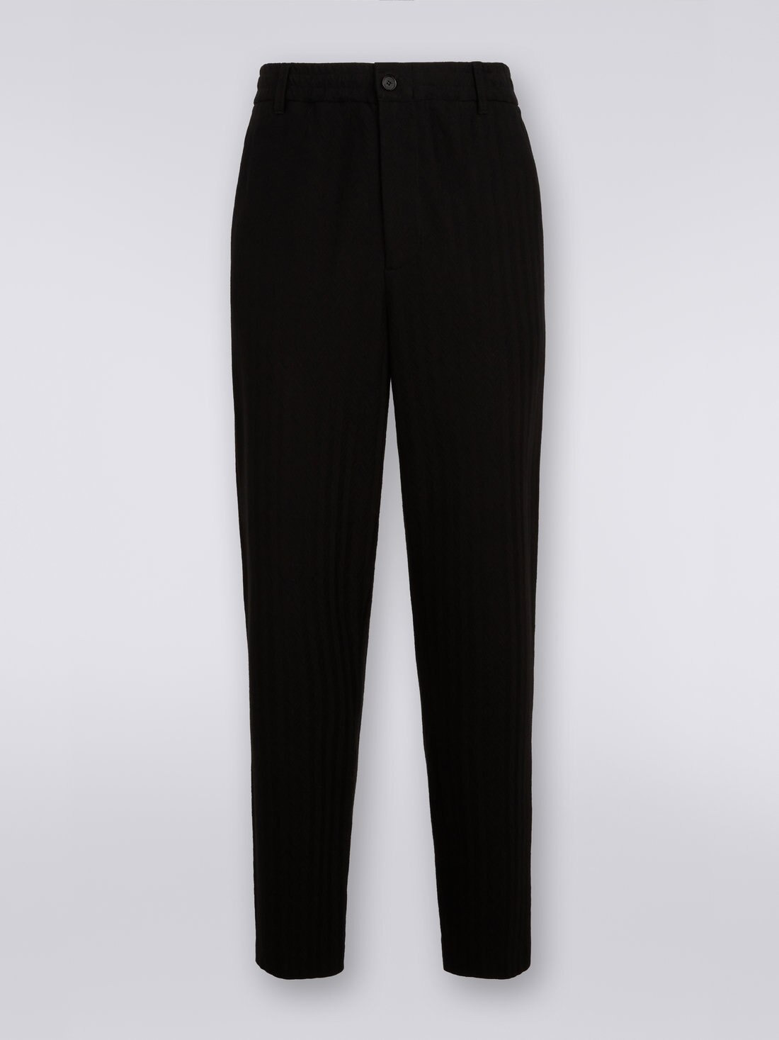 Viscose and cotton chevron trousers with ironed crease - 1