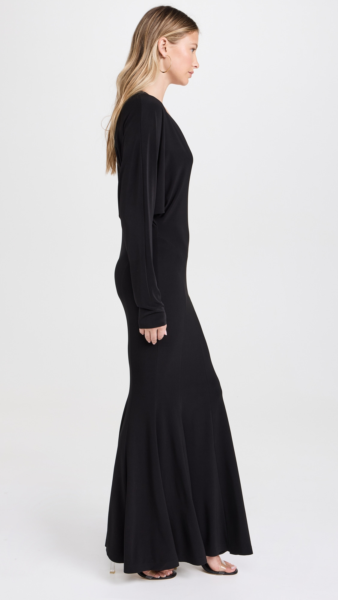 Dolman V Neck Fishtail Gown - 3