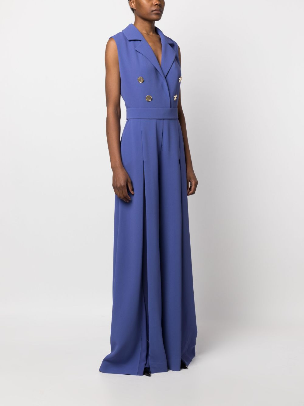 peak-lapel wide-leg jumpsuit - 3
