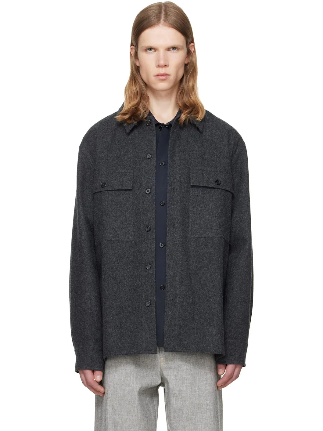 Gray Outer Shirt Jacket - 1