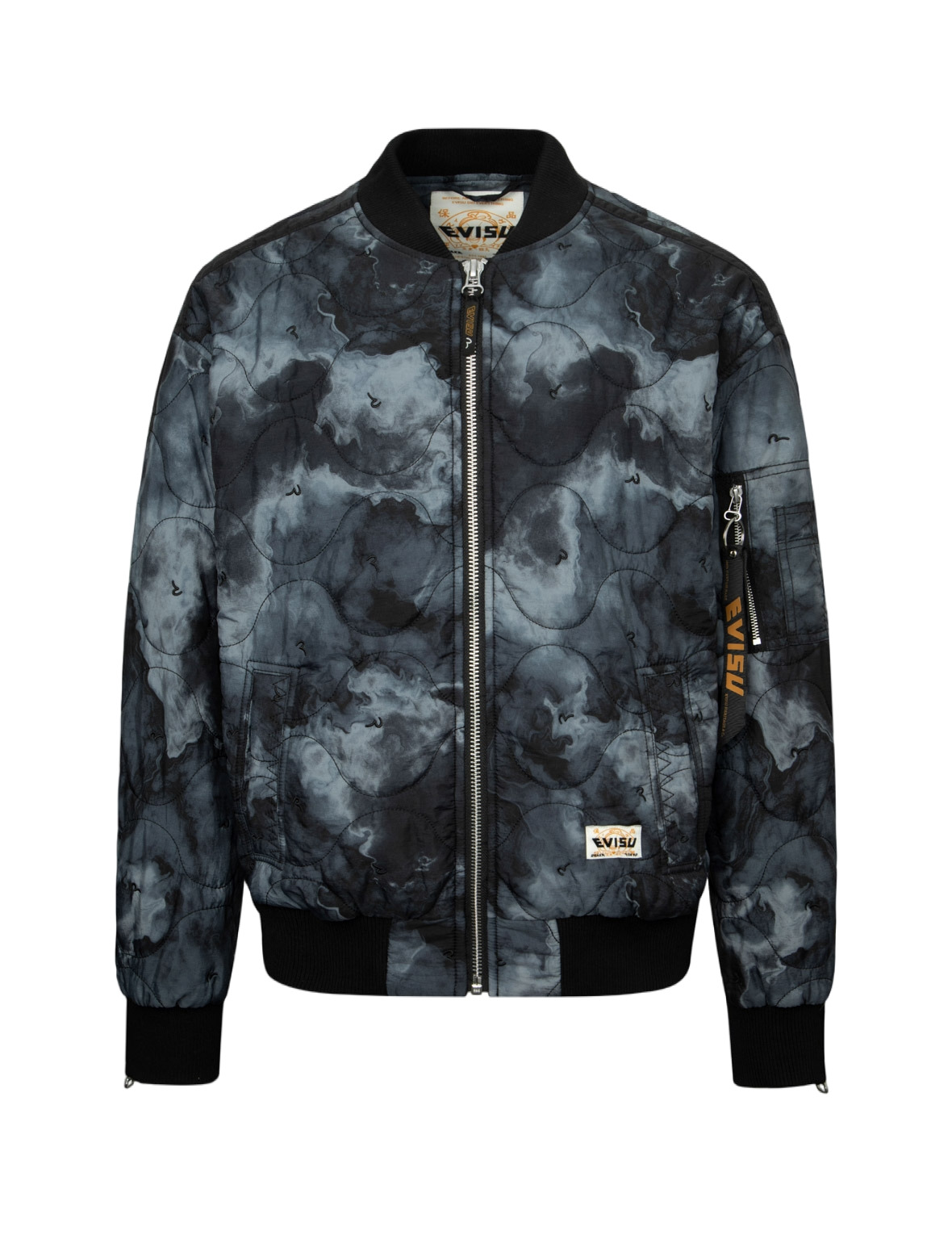 ALLOVER SEAGULL EMBROIDERY TIE-DYE LOOSE FIT PADDED BOMBER JACKET - 10