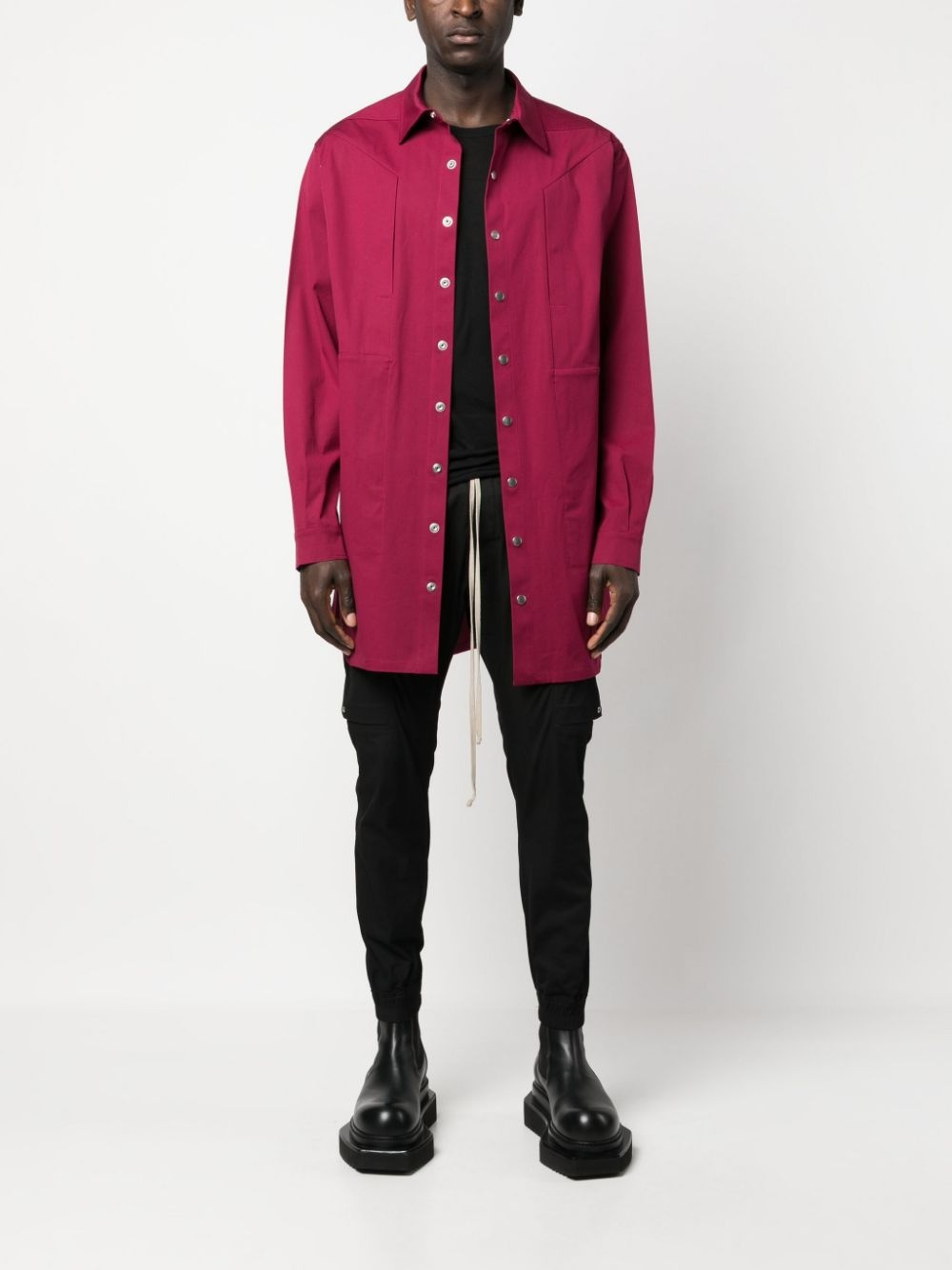 long-sleeve buttoned shirt jacket - 2