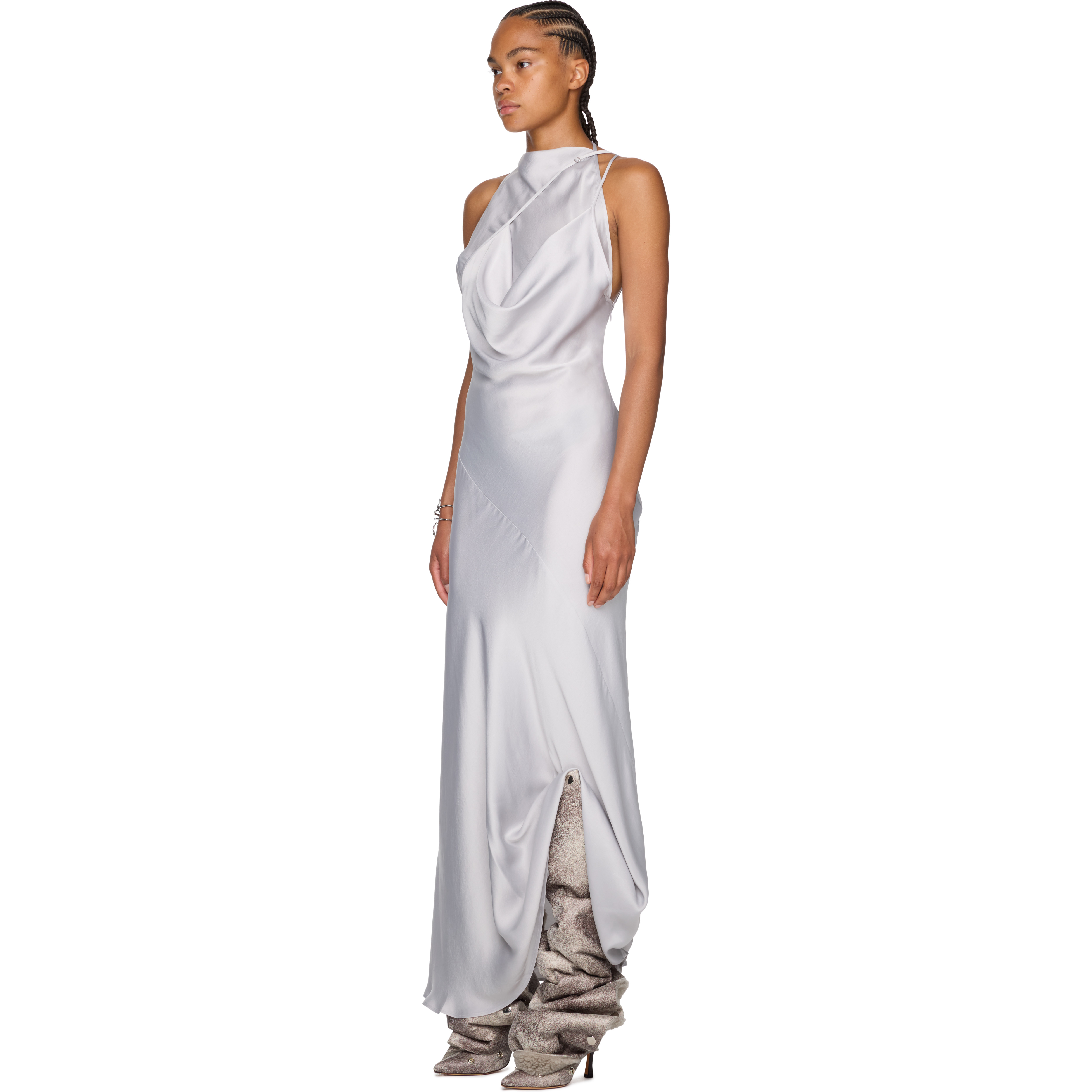 Double Neckline Long Dress - 2