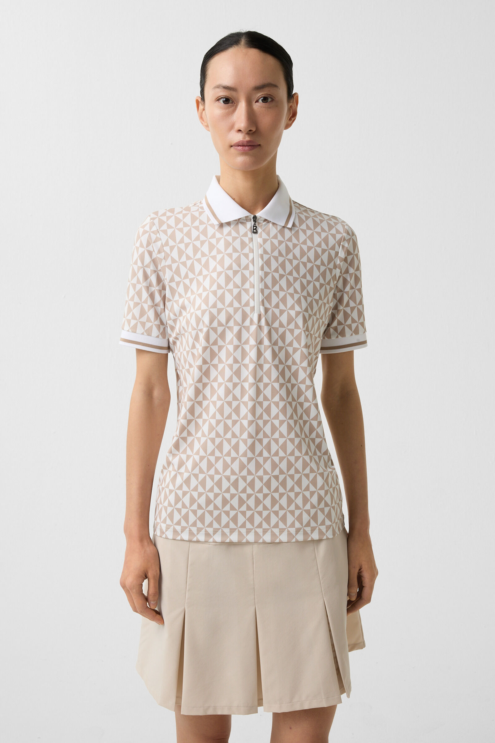Calista functional short-sleeved top in Beige/Off-White - 2