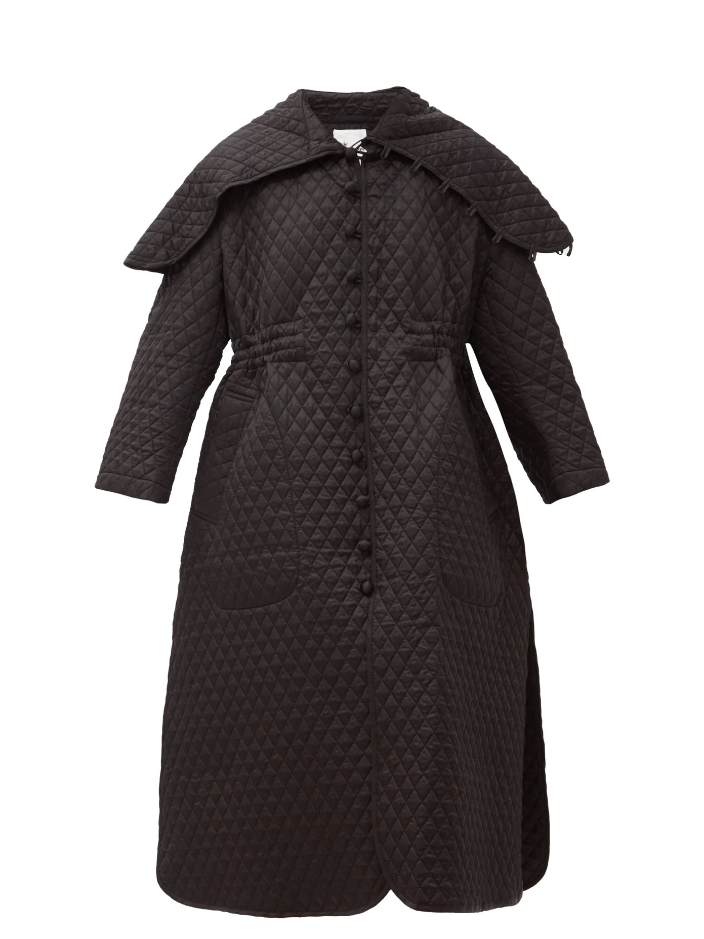 Exaggerated-collar matelassé coat - 1