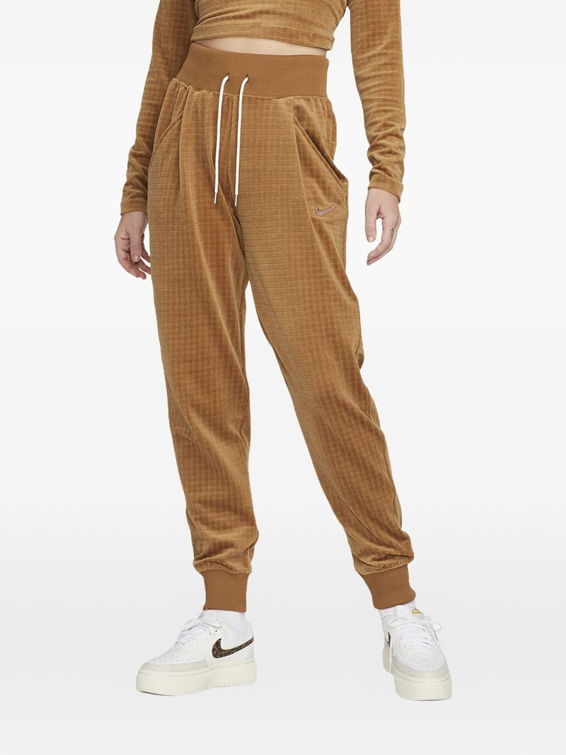 high-waisted velour trousers 1