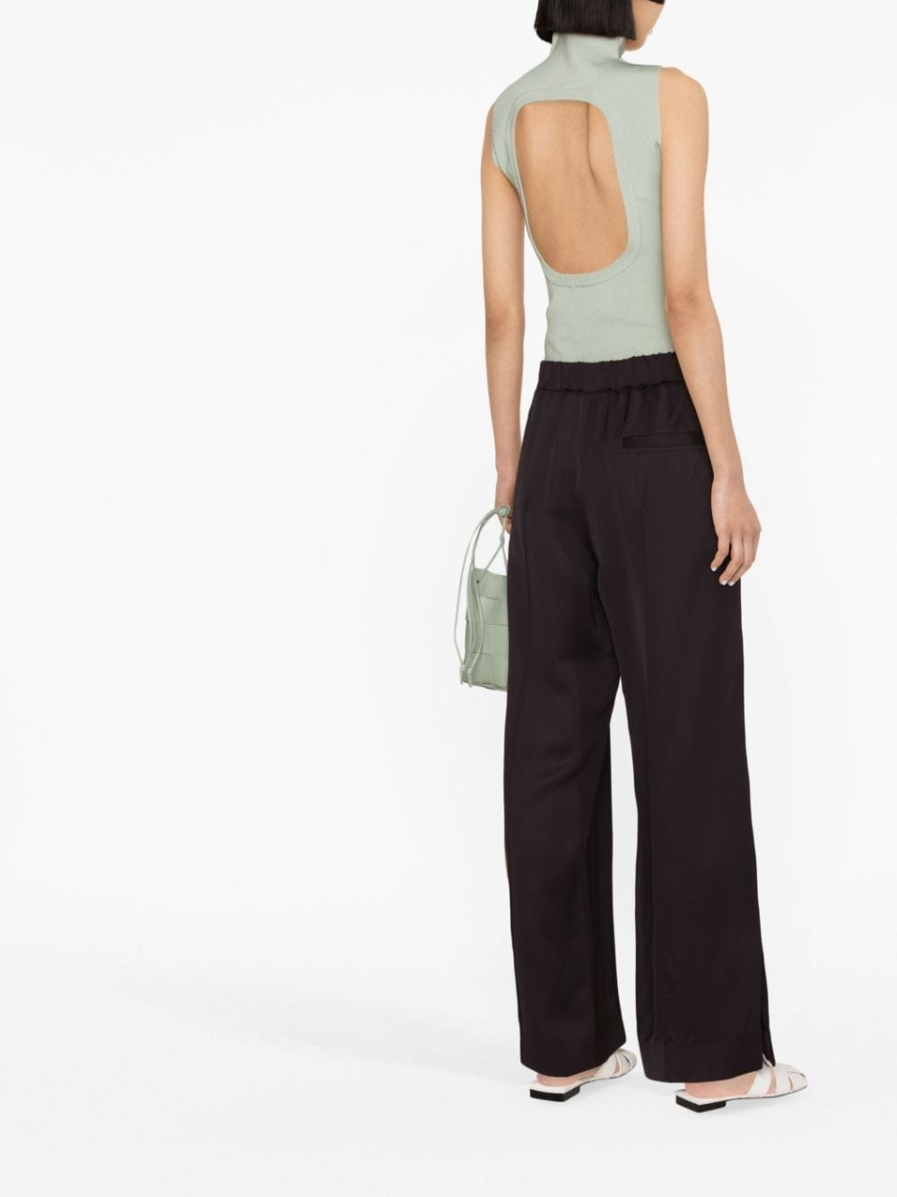 wide-leg elasticated-waistband trousers - 3
