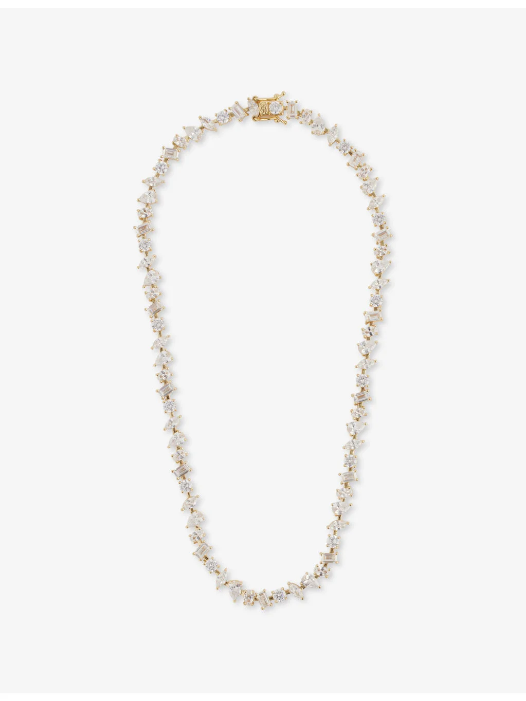 Irregular 18ct Gold-Plated Brass Tennis Necklace - 1
