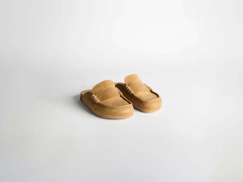 JW Anderson WOMENS STITCH LOAFER MULES IN MUSTARD outlook