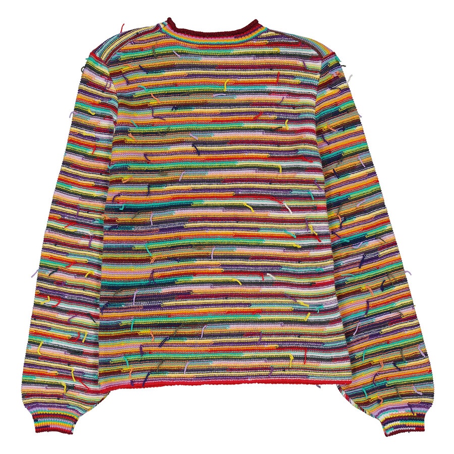 Chloe Ladies Multicolor Rainbow-Striped Frayed Sweater - 2