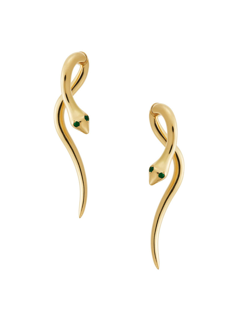 Women's Snakes Boa 18K Yellow Gold & Emerald Earrings - Gold 1