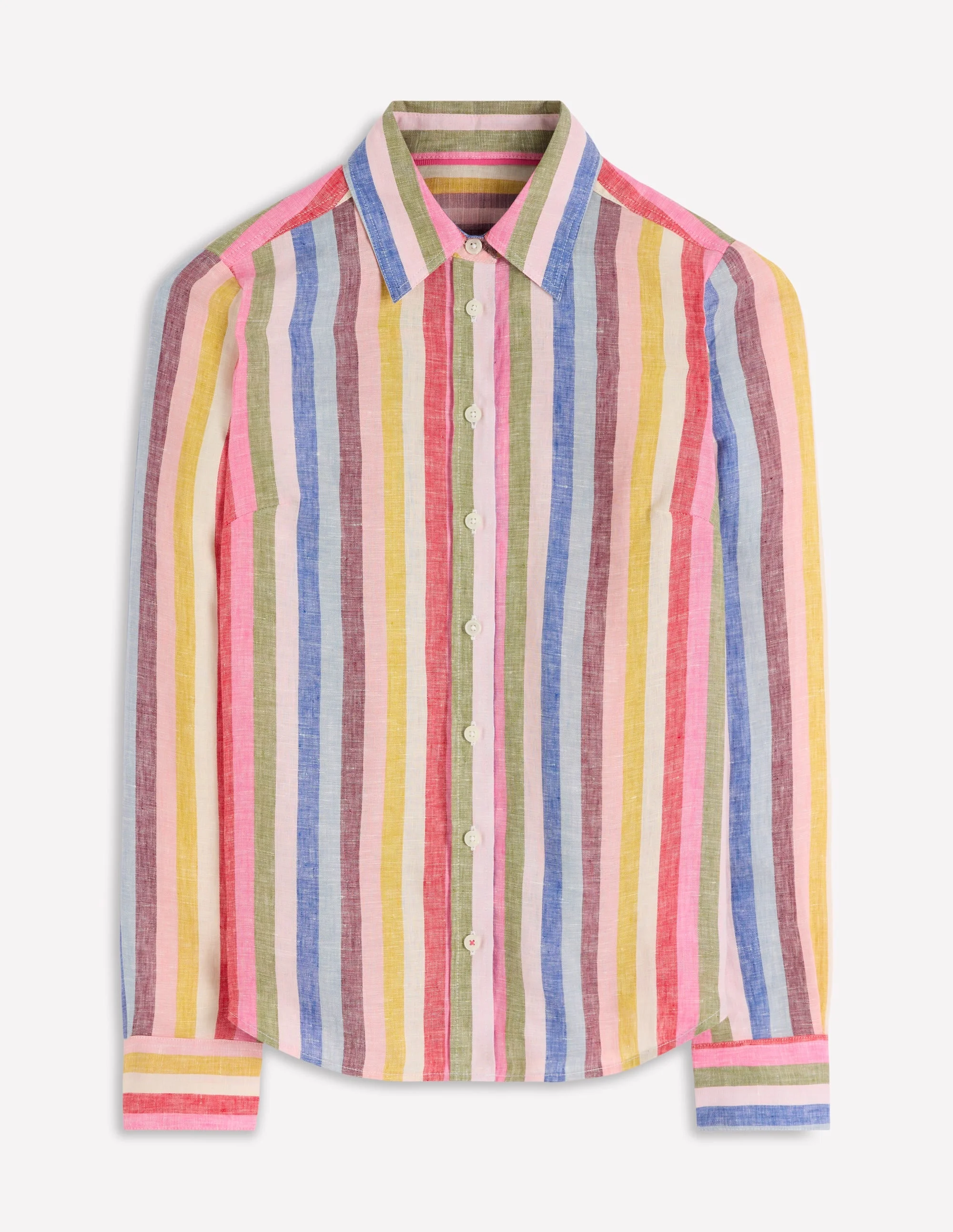 Sienna Linen Shirt-Pink, Green, Purple Multi - 1