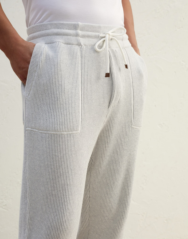 Cotton English rib knit joggers with zipper cuffs and drawstring 3
