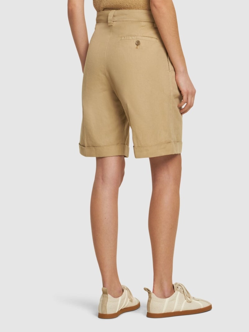 Cotton gabardine knee length shorts - 3