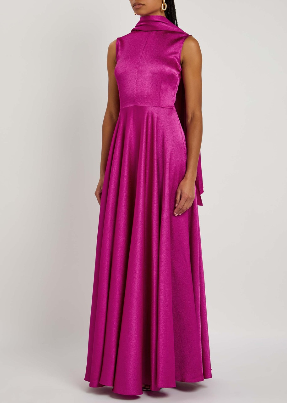 Solace London Emelia Draped Satin Maxi Dress - 2