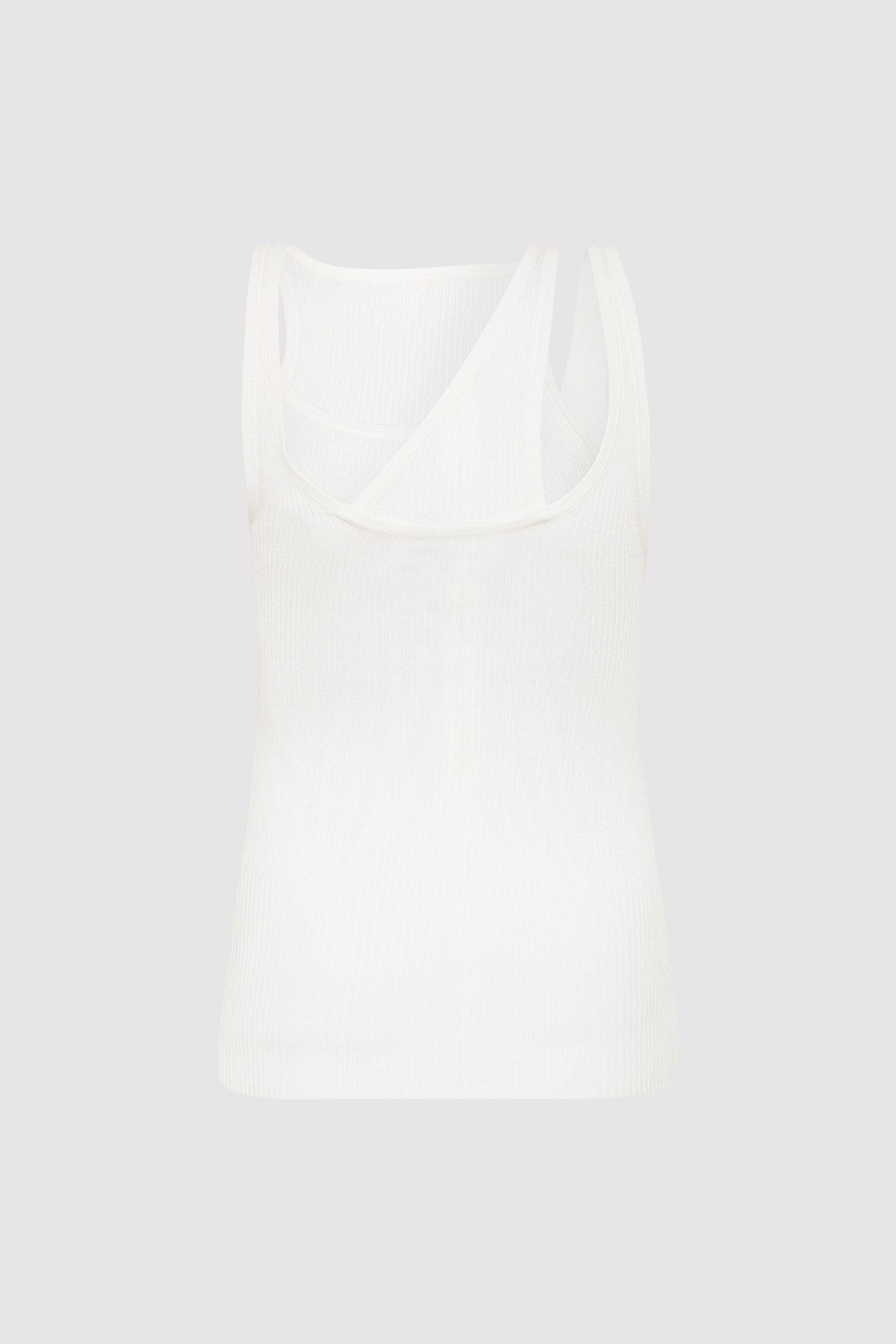Double Layer Knit Singlet - White - 7