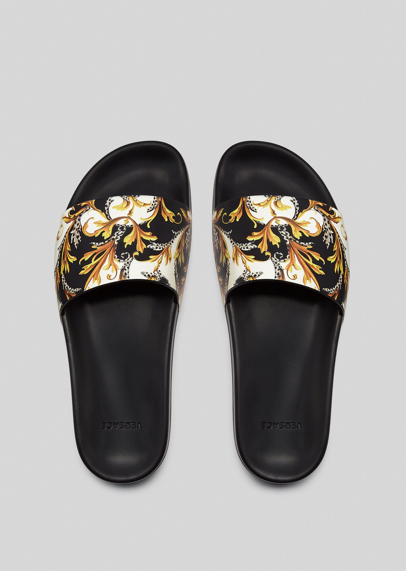 Acanthus Print Leather Slides - 3