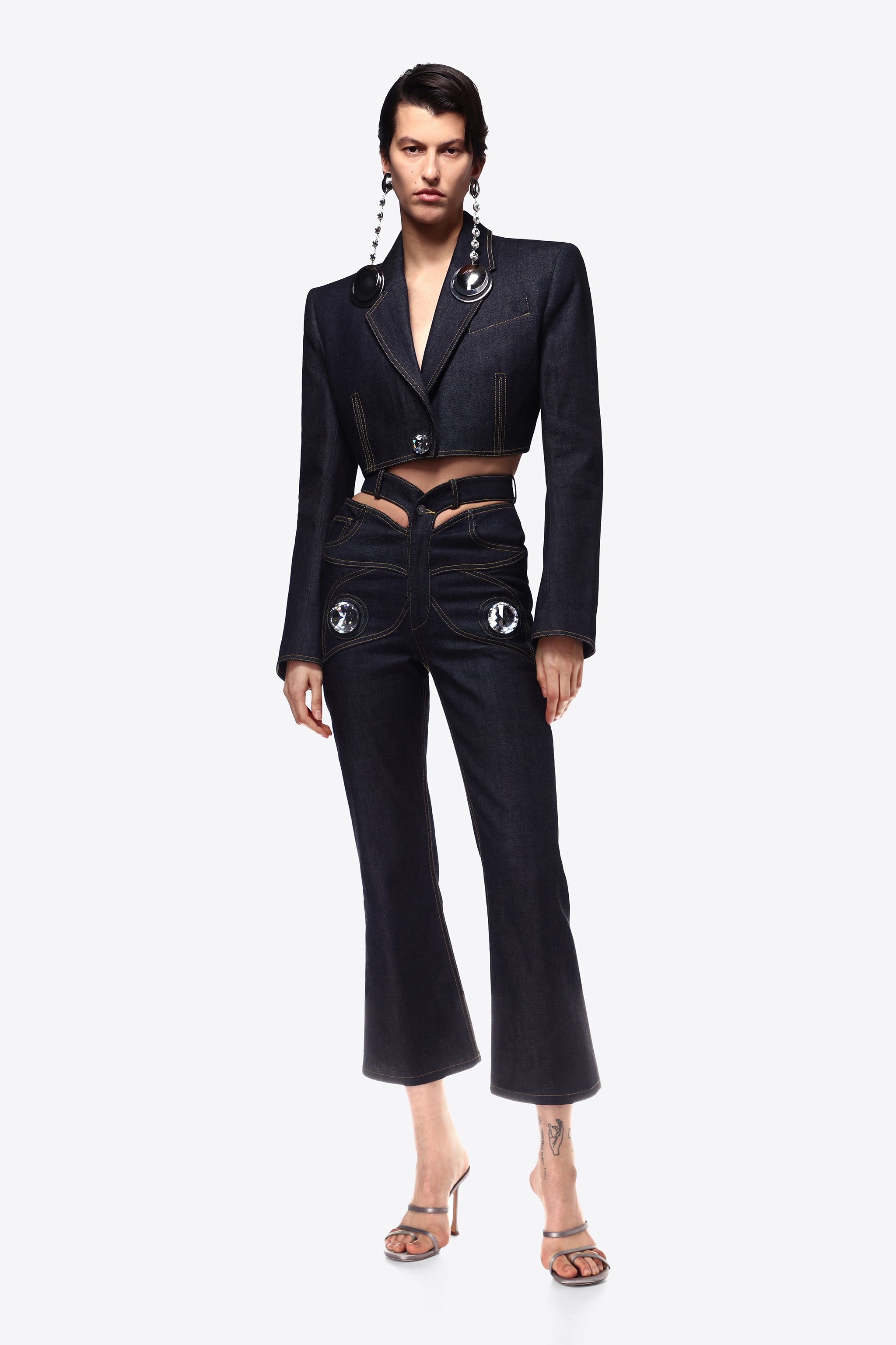 RAW DENIM BUTTERFLY CROPPED JEAN - 3