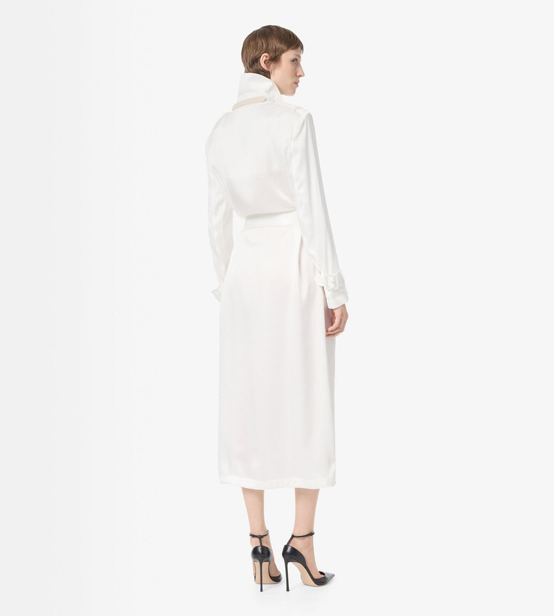 BELTED SILK SATIN TRENCH COAT 4