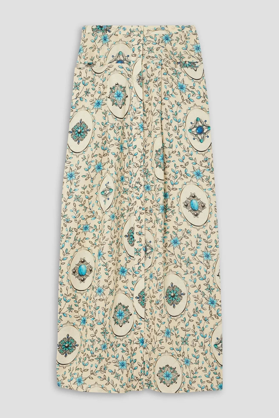 Embellished printed linen maxi skirt - 1