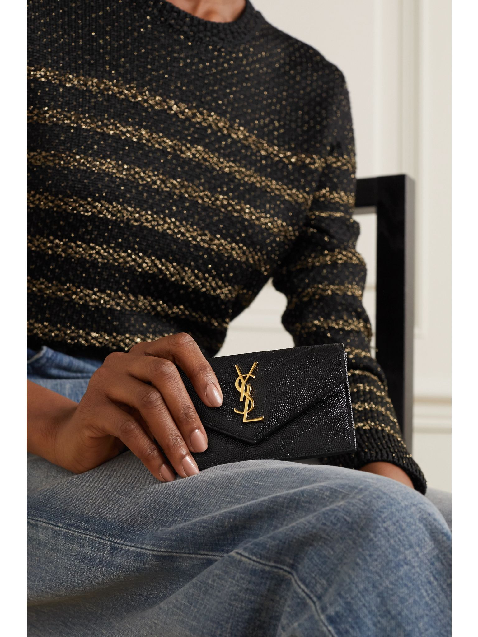 Monogramme quilted textured-leather wallet Black - 2