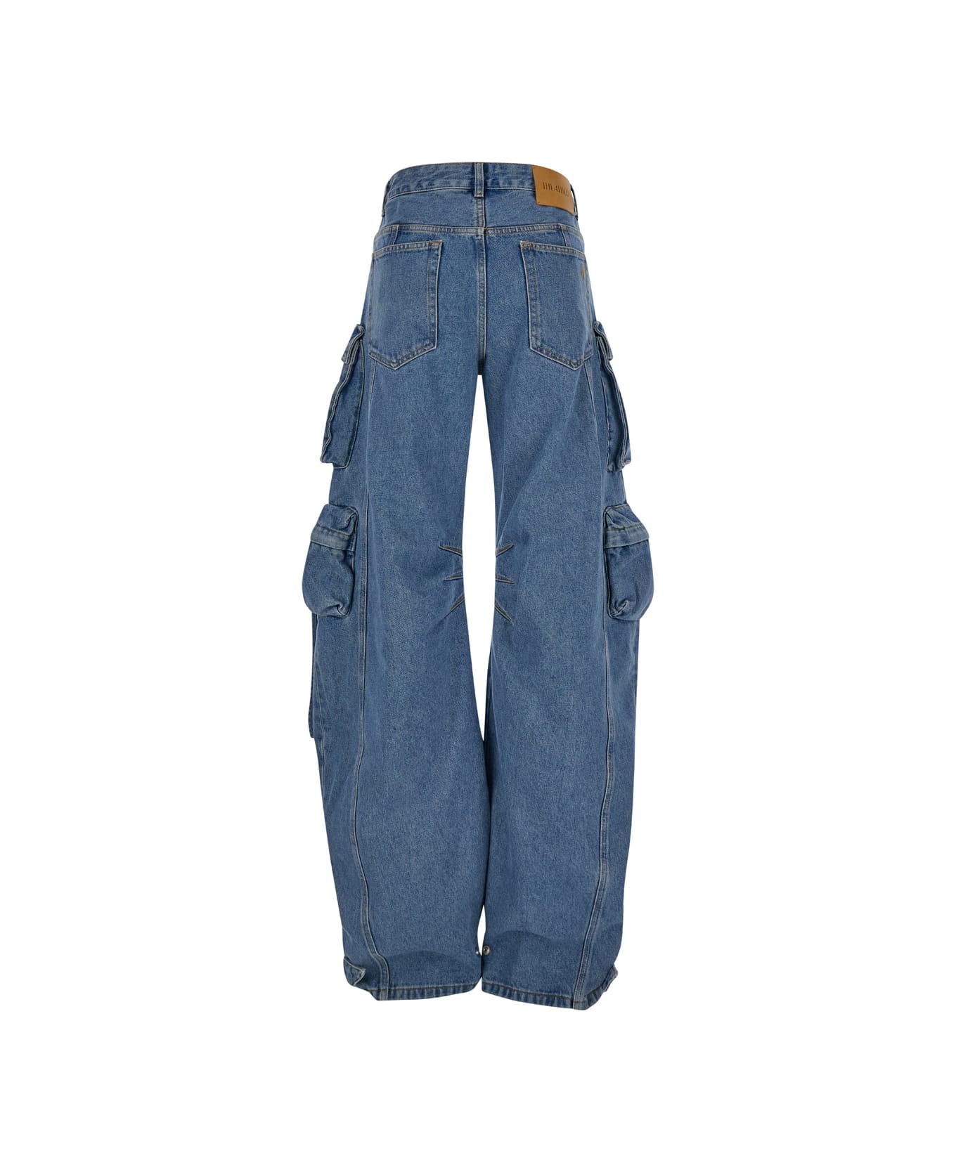 'fern' Blue Cargo Jeans With Logo Patch In Denim Woman - 2