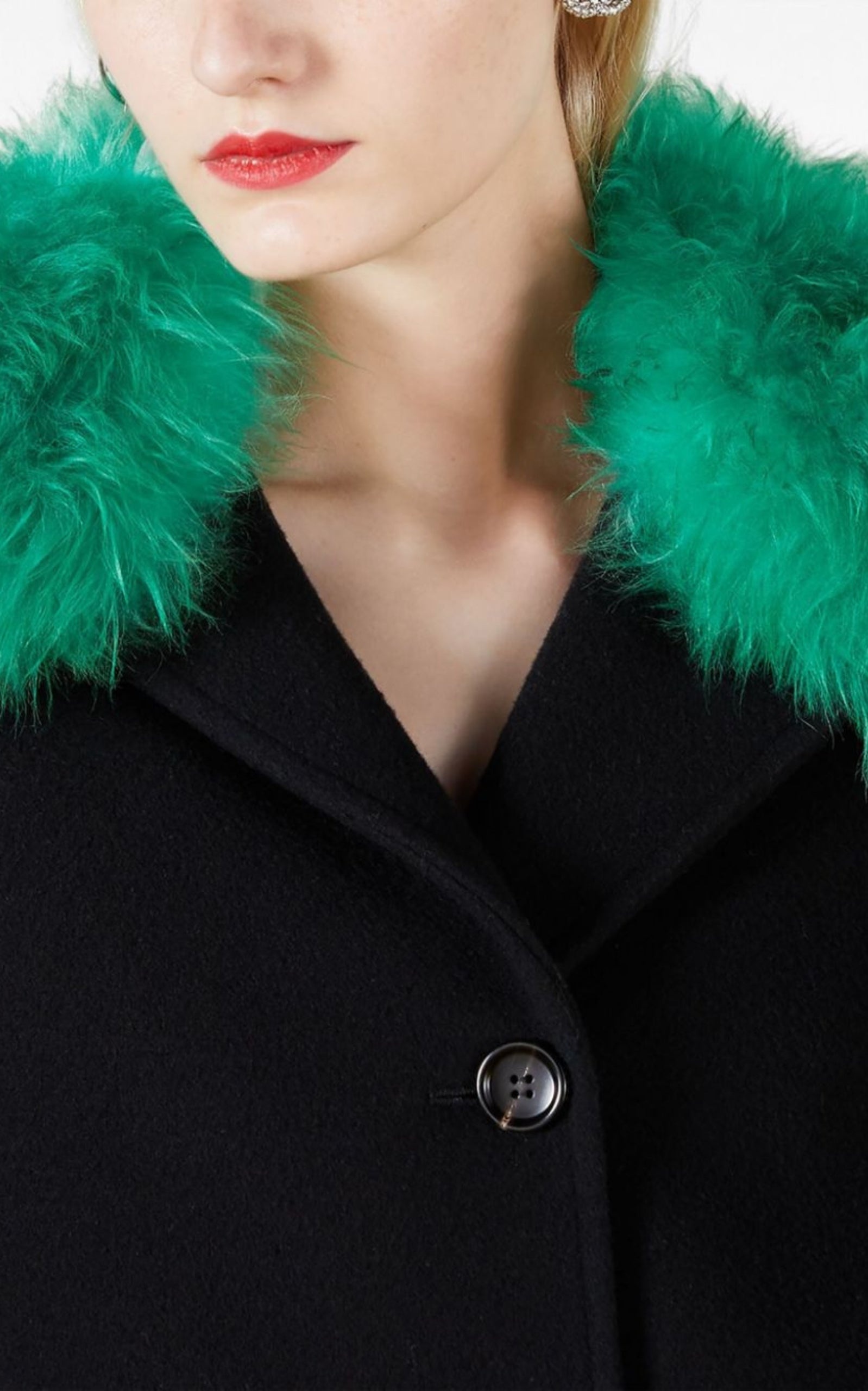 Women's Cashmere Wool Coat with Shearling-collar - 5