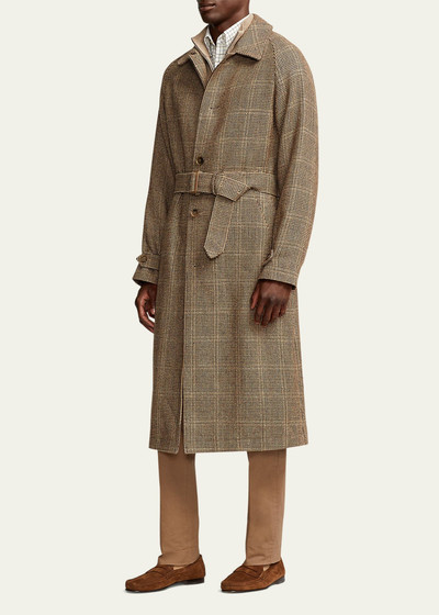 Ralph Lauren Men's Balmacaan Belted Tick-Weave Coat outlook