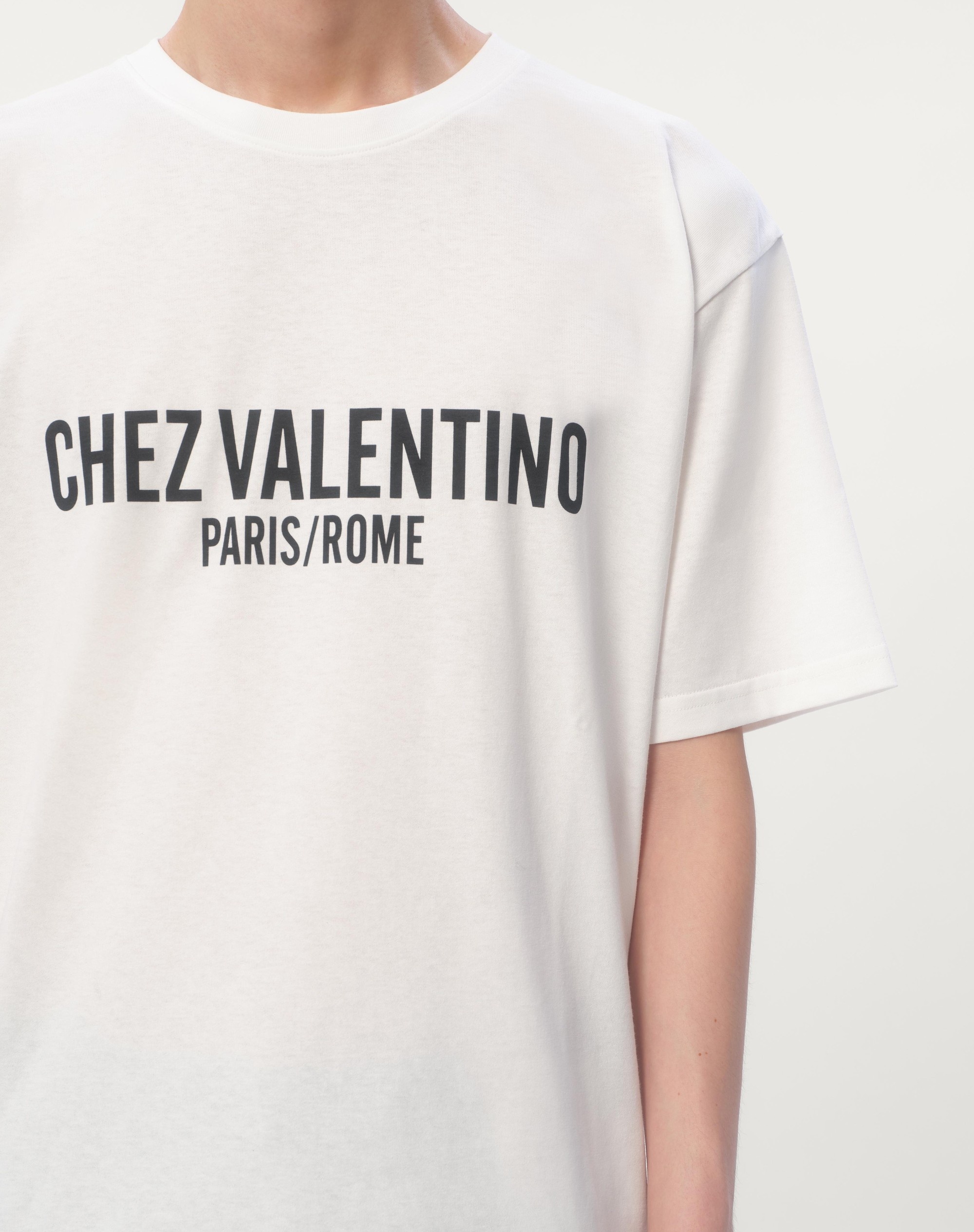 COTTON T-SHIRT WITH CHEZ VALENTINO PRINT - 4