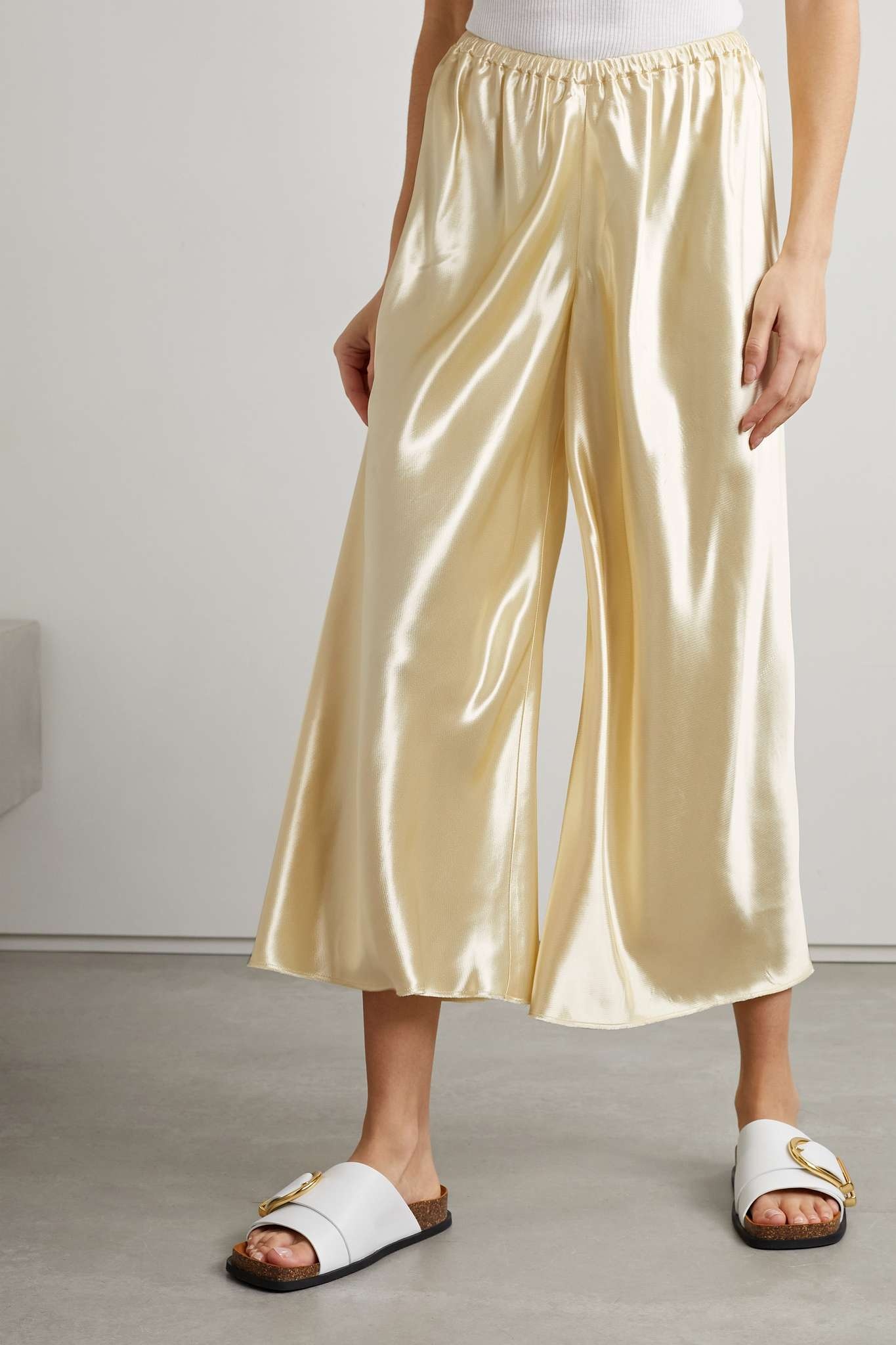 Lindy cropped silk-satin wide-leg pants - 3