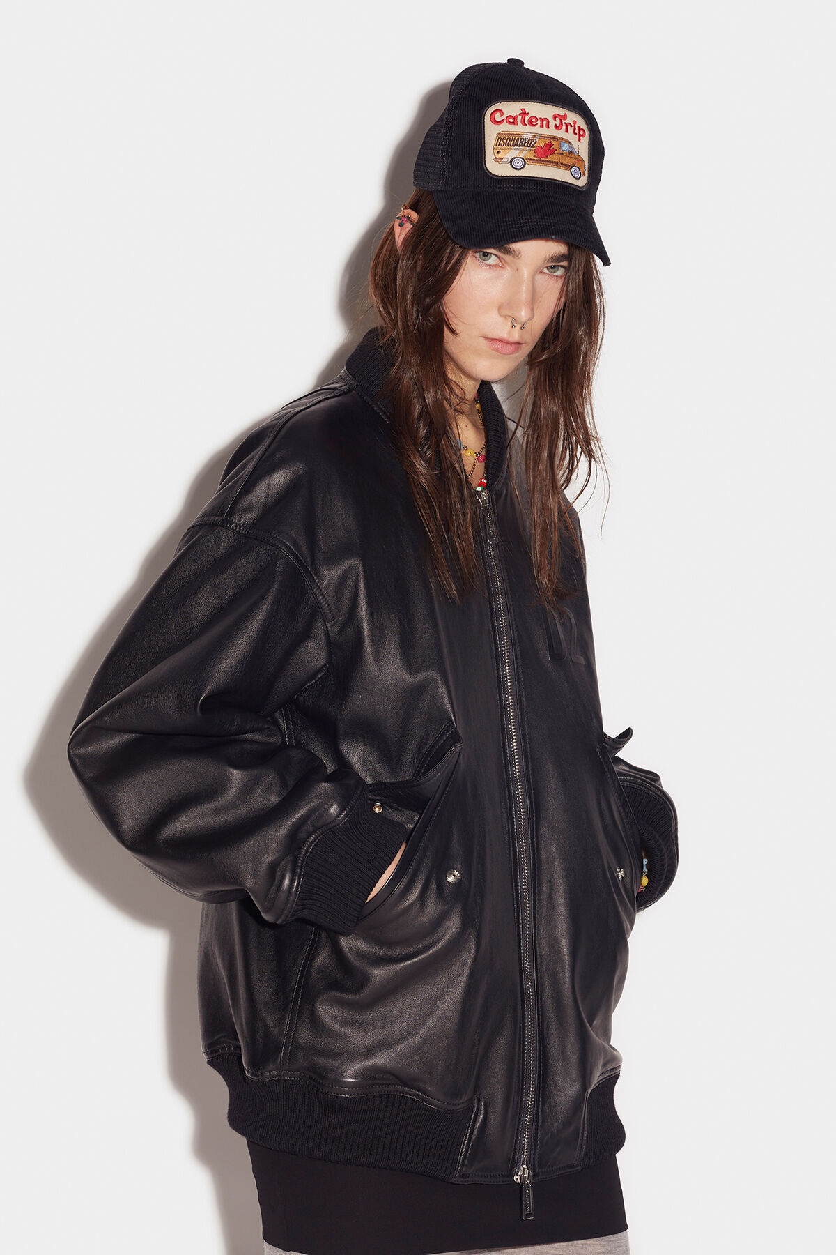 D2 LEATHER ZIPPED BOMBER - 4