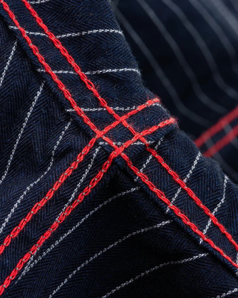 IHSH-424-IND 8.5oz Herringbone Stripe Western Shirt - Indigo - 7