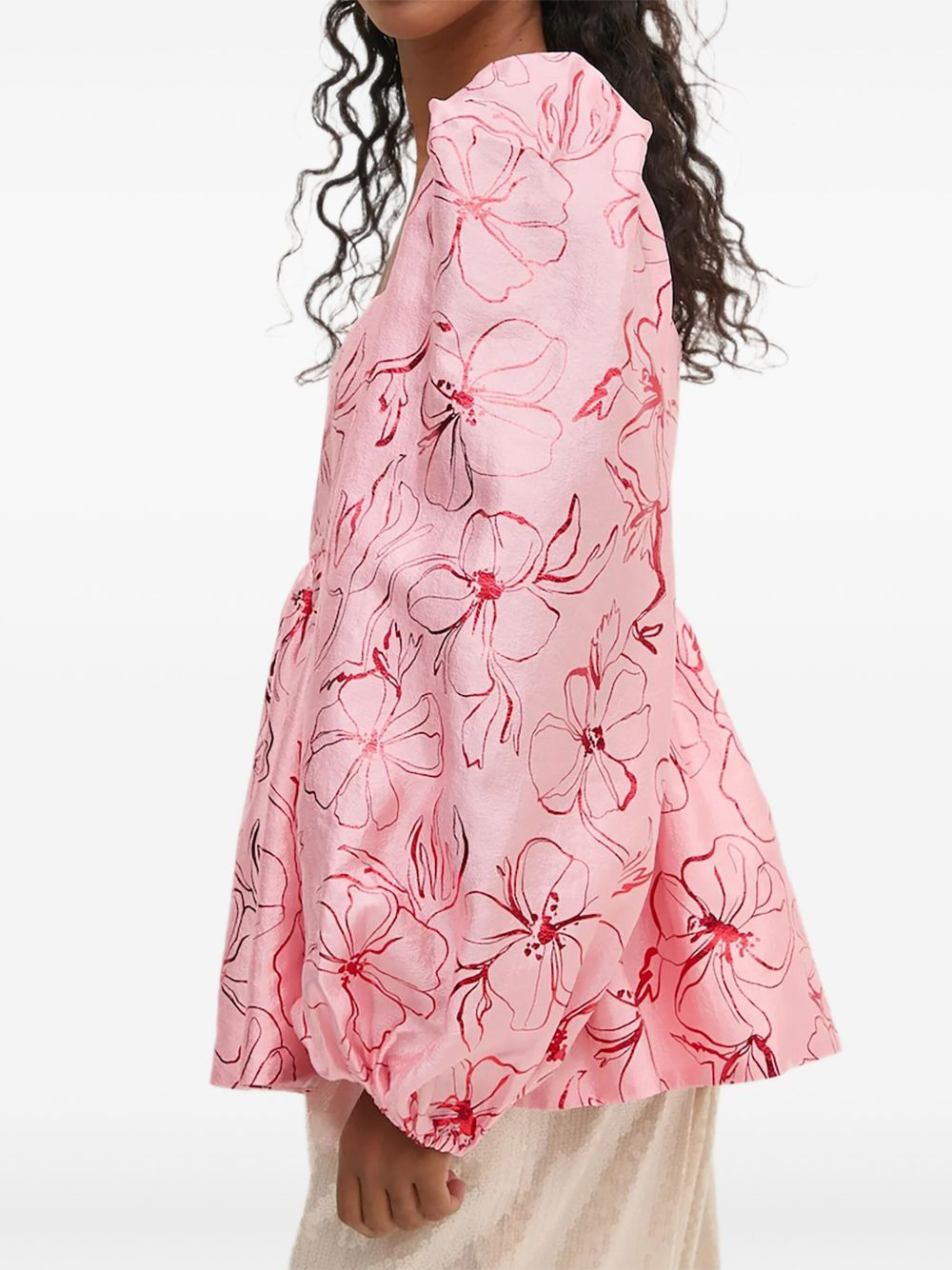 balloon-sleeve floral top - 4