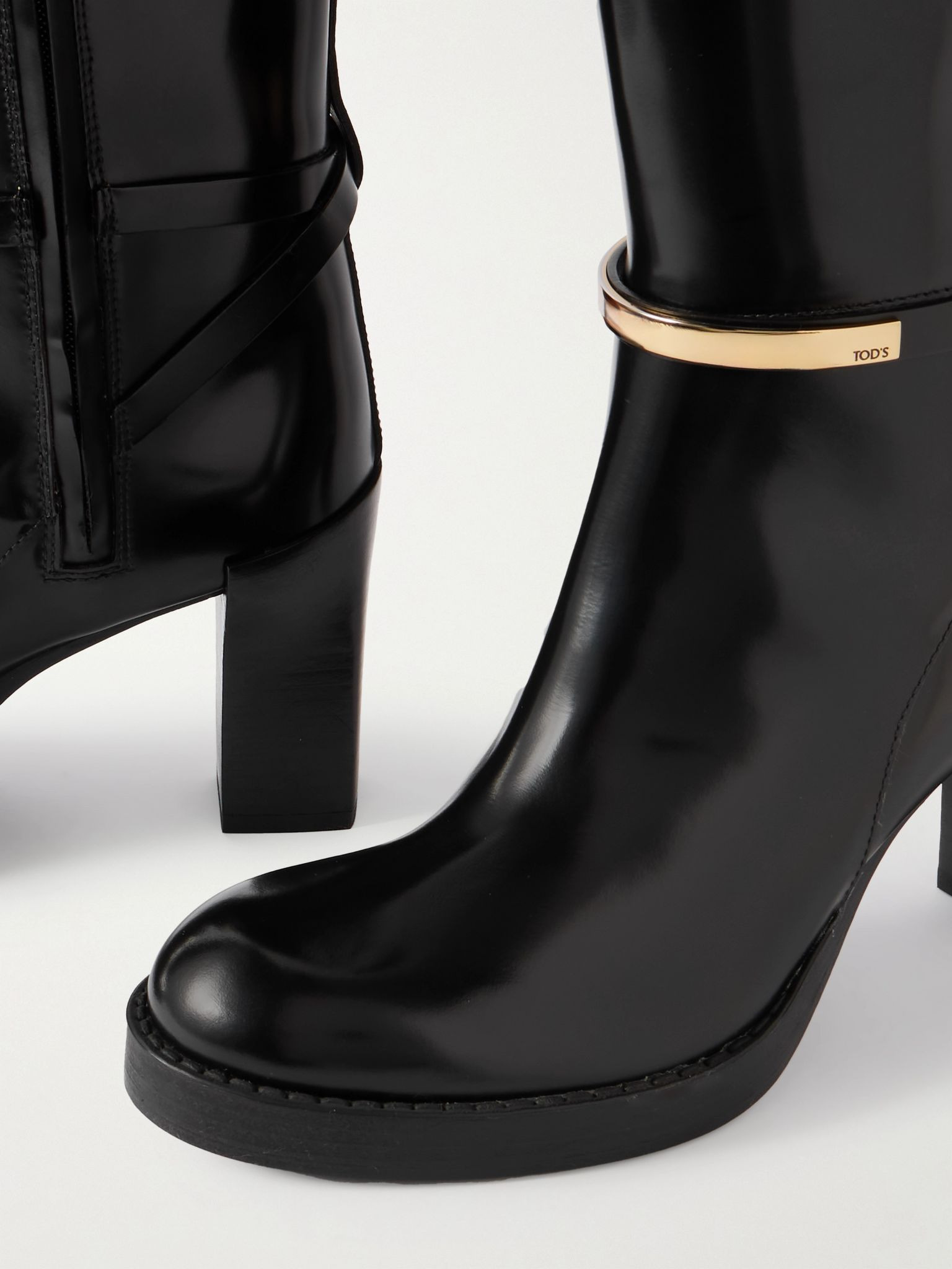 Gomma embellished leather knee boots Black - 4
