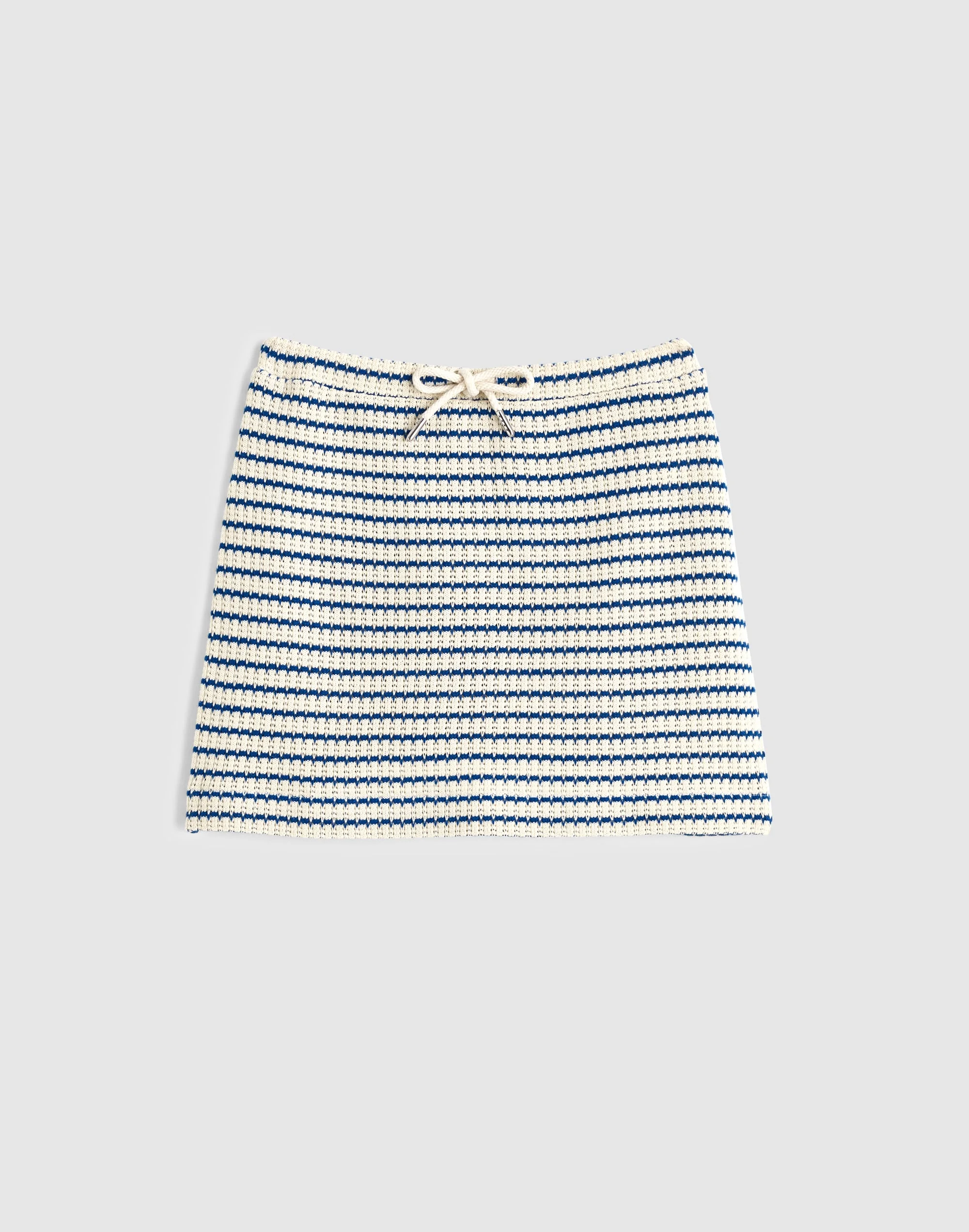 Textured-Knit Drawstring Mini Skirt - 1