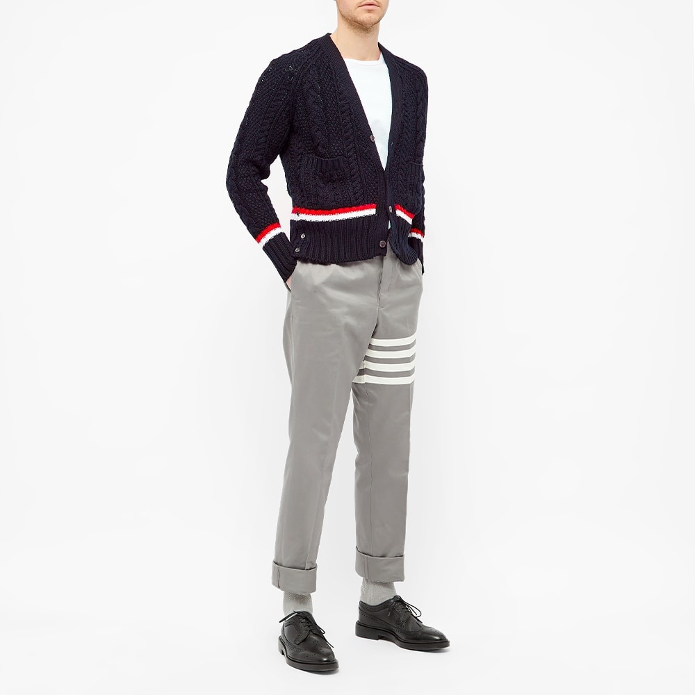 Thom Browne Aran Cable RWB Stripe Tipping Cardigan - 6