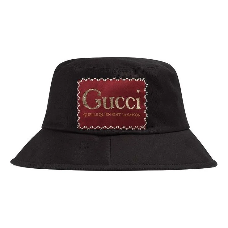 Cotton bucket hat with Gucci label - 1
