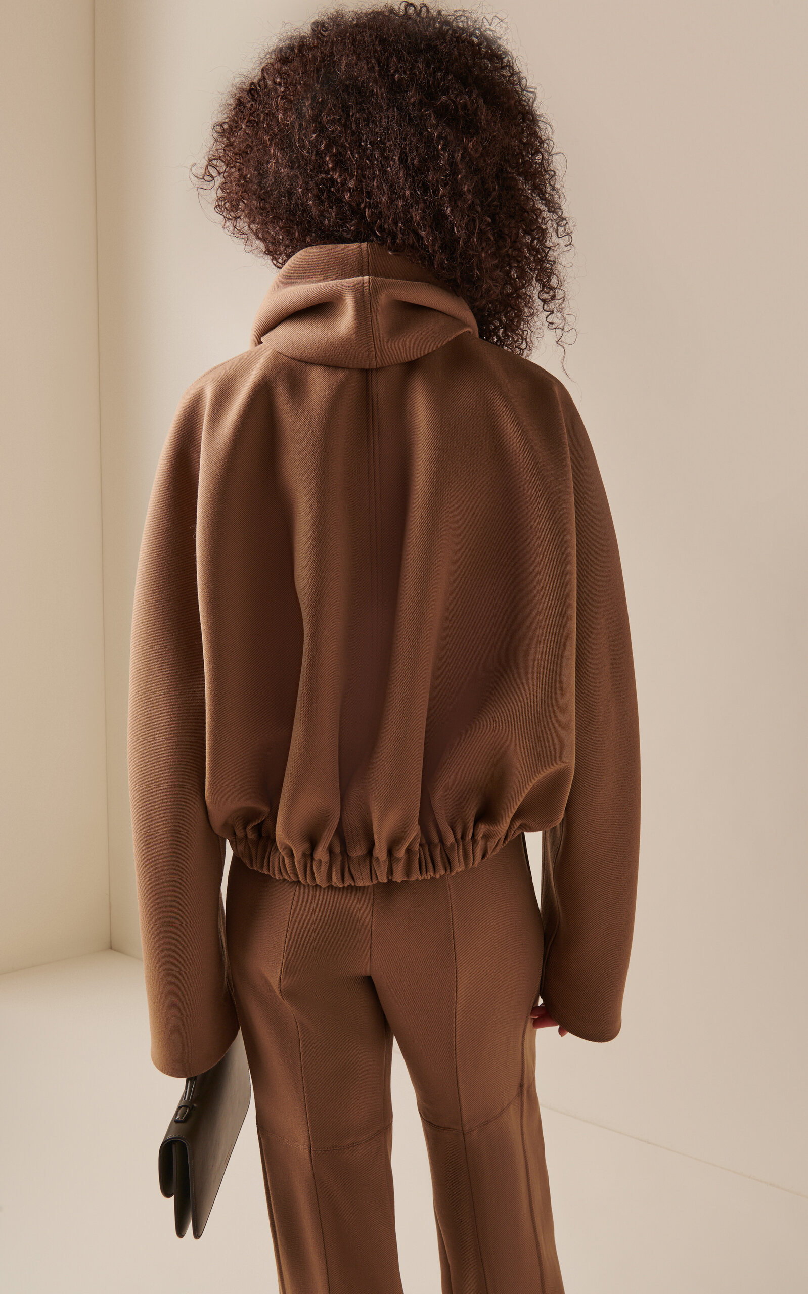 Oversized Rolled-Neck Wool Bomber brown - 5