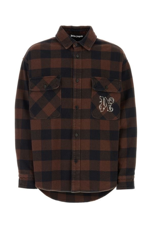 Embroidered flannel oversize shirt - 1