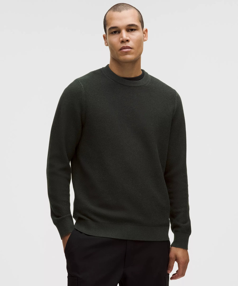 Textured Knit Crewneck Sweater 1