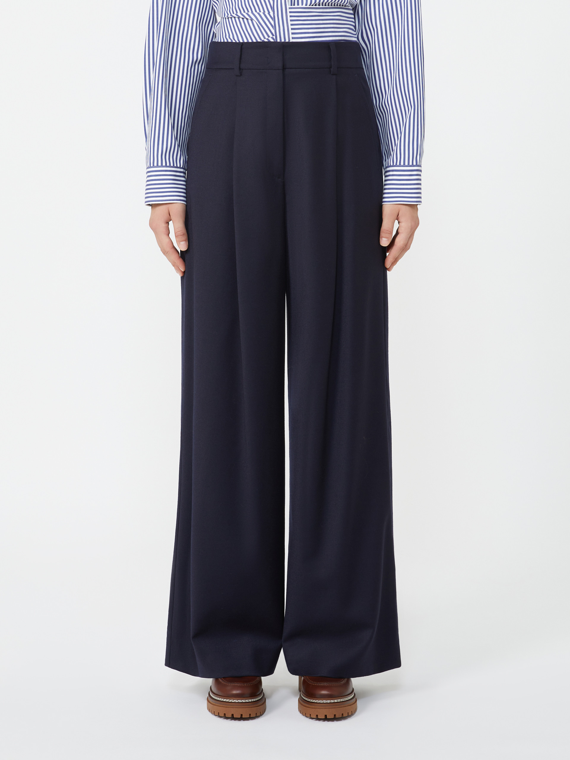 GLOBALE Wool flannel palazzo trousers - 3