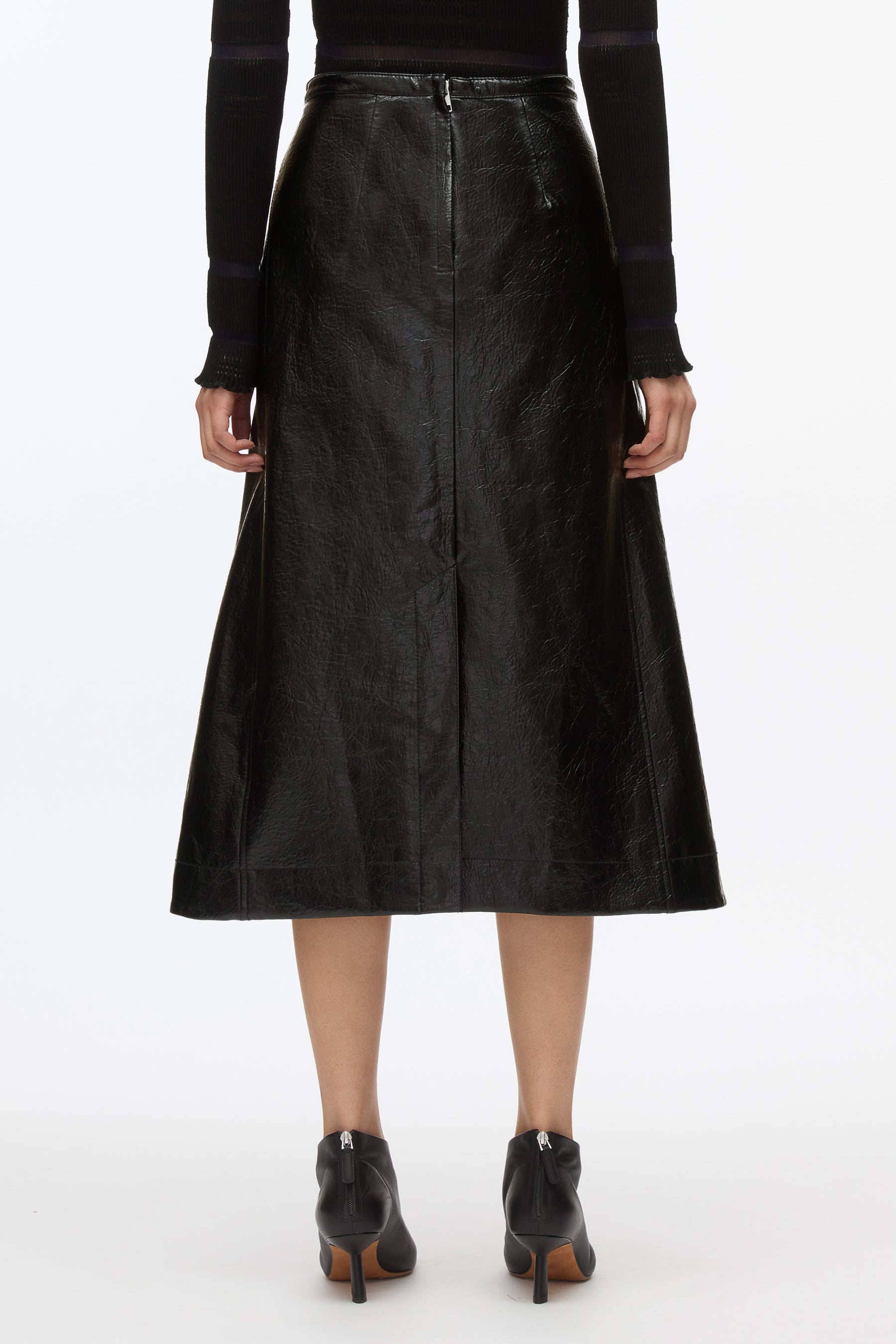 Faux Leather Moto Wrap Skirt - 4