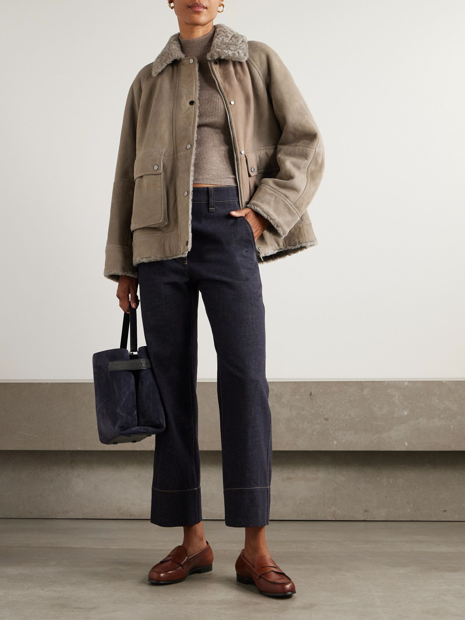 Shearling jacket Taupe - 2