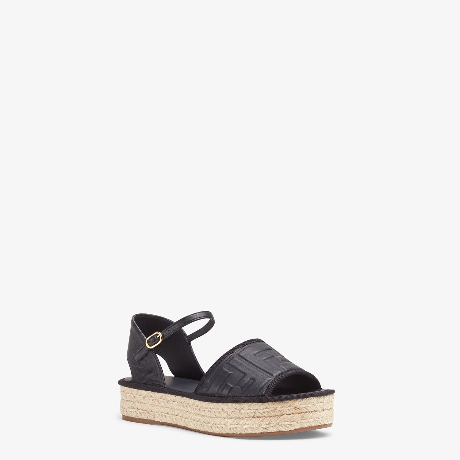 Black leather flatform espadrilles - 2